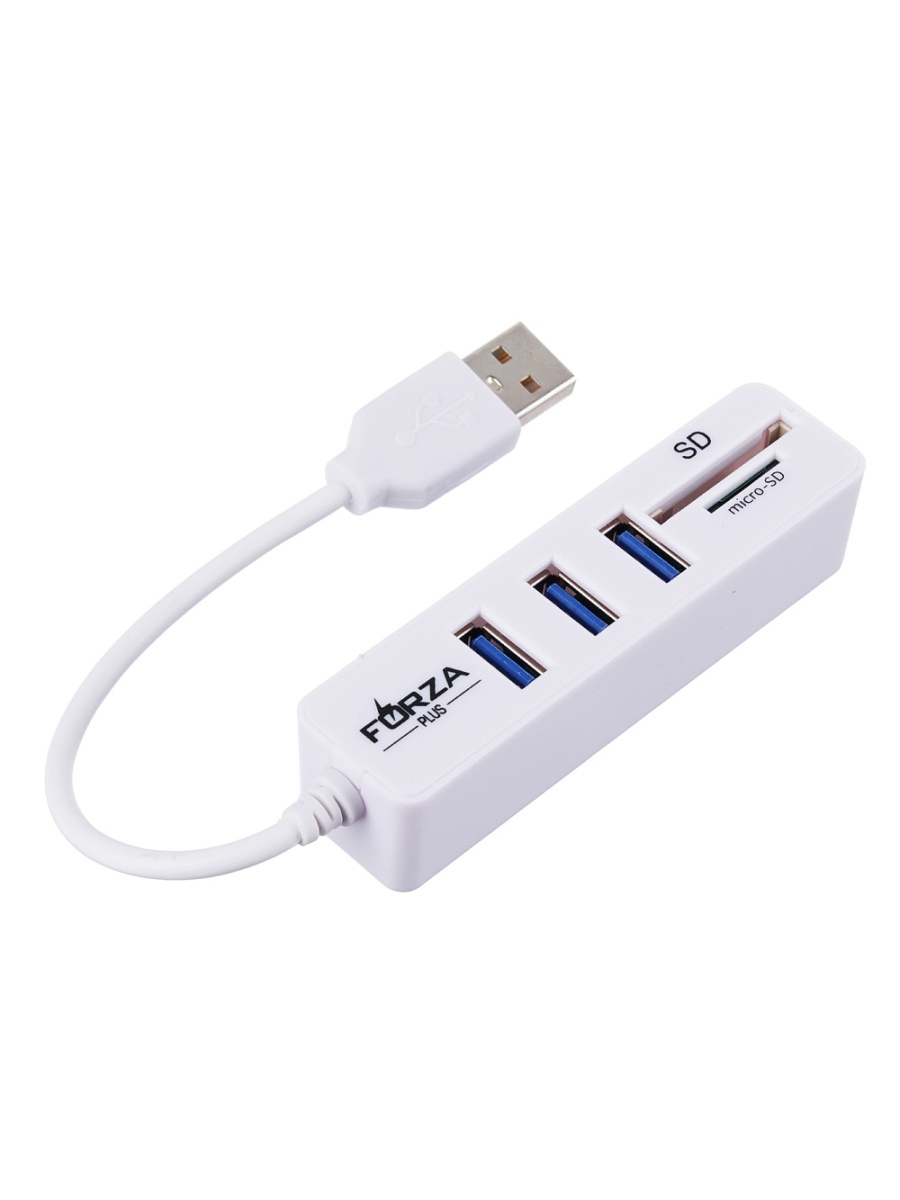 FORZA USB-хаб 3 USB, USB 2.0, кард-ридер SD, Micro-SD