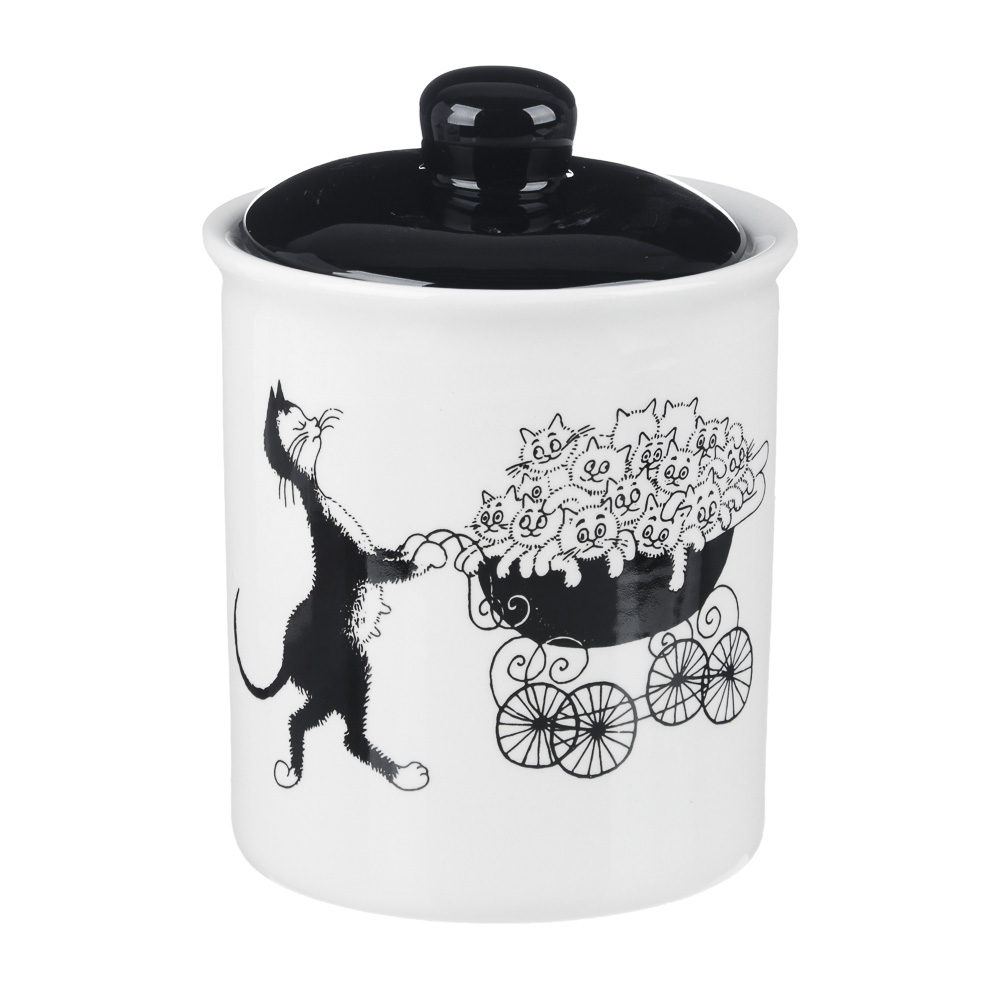 MILLIMI Черный кот Банка для сыпучих продуктов, 550мл, 10х13см, керамика