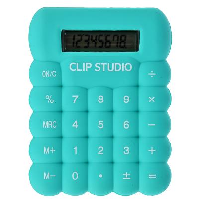CLIP STUDIO Калькулятор 8-разр. с мягким силиконовым корп, 7,4х9,7см, пластик, 4 цв