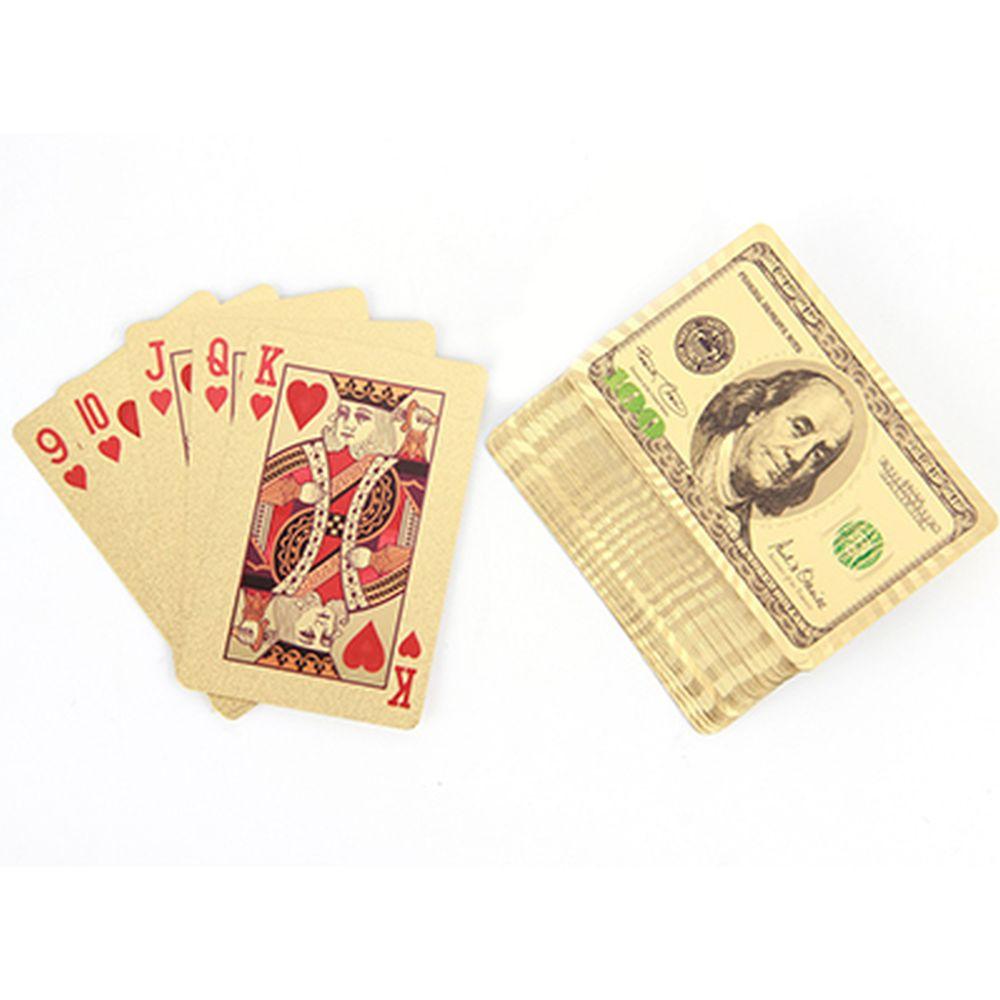 Карты сувенирные игральные Золотые 100 долларов 2 54 карты, пластик