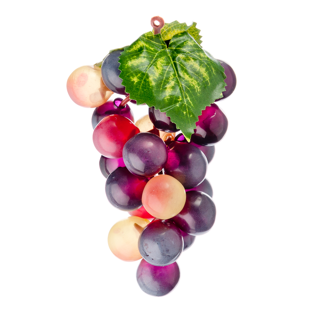 Фрукт искусственный в виде винограда, пластик, 24 ягоды, 4 цвета