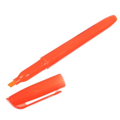 Маркер-выделитель оранжевый, круглый корпус, скошенный наконечник, линия 4мм