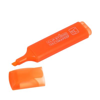 Маркер-выделитель оранжевый, плоский корпус, скошенный наконечник, линия 4мм