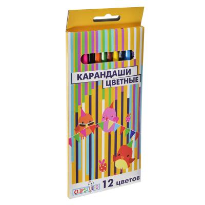 ClipStudio Карандаши 12 цветов шестигранные заточенные, дерево, в карт.коробке с подвесом
