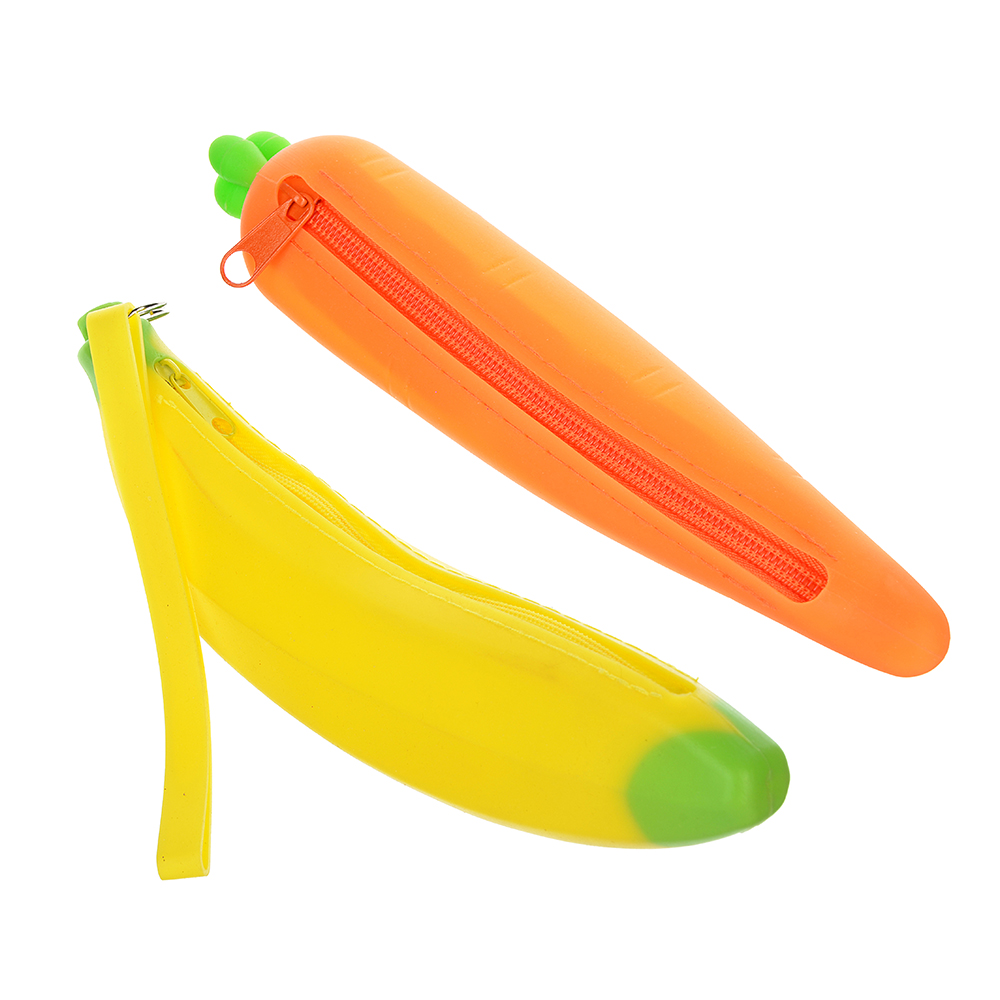 Пенал в форме банана и морковки, мягкий силикон, 2 дизайна