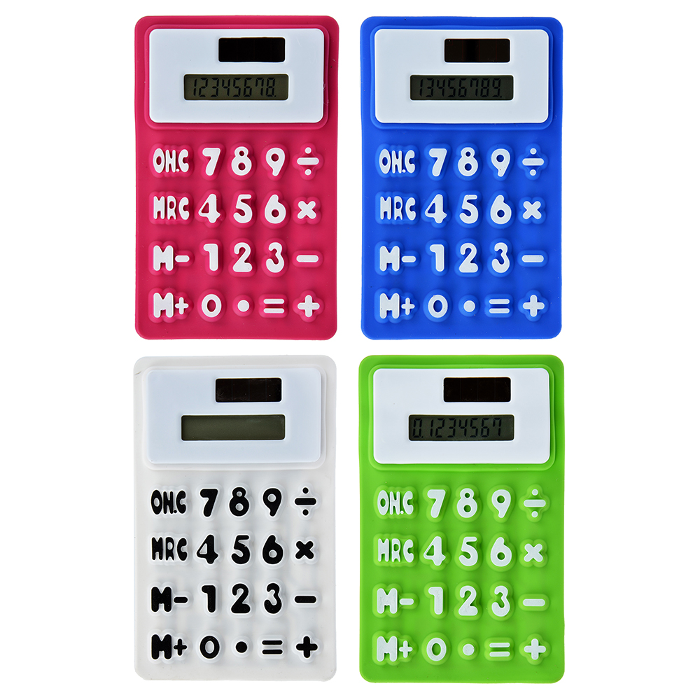 Калькулятор 8-разр.с гибким силиконовым корпусом и магнитом, солн.питание, 7,3х11,6см, 4 цв