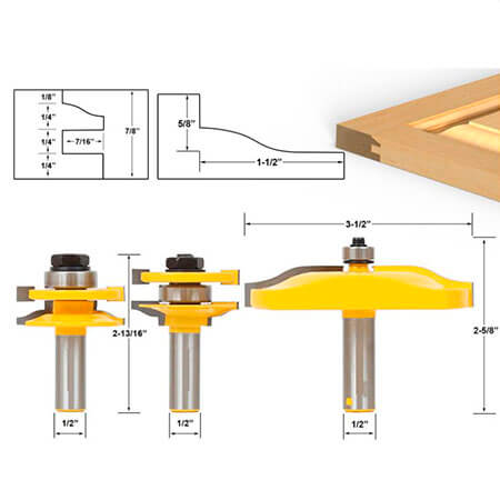 Набор кромочных фрез по дереву 1/2 * 2-5/8