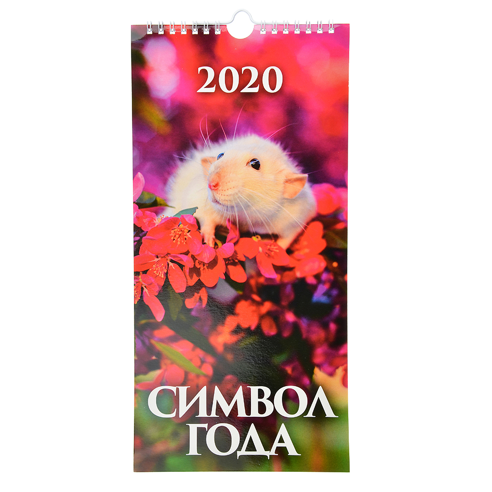 Календарь настенный перекидной на ригеле, Символ Года 2020, бумага, 16,5х34 см