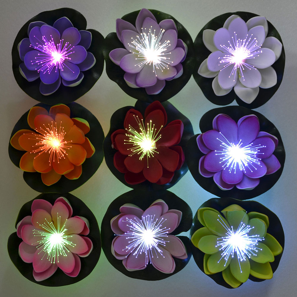 Лилия декоративная с подсветкой для пруда, батарея LR41х3, полиэстер, 10см, 12 цветов