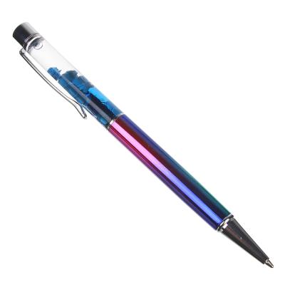 Ручка-антистресс шариковая синяя, верх с плавающими блестками, металл, ПВХ - бокс