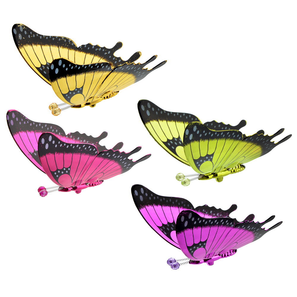 INBLOOM Фигурка на стержне 60см Глянцевая бабочка, 20х16см, PS, металл, 4 цвета