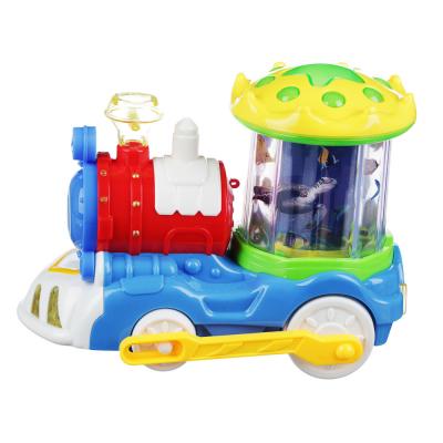Игрушка в виде паровоза с проектором, свет, звук, движение, 3АА, пластик, 20х12х16см, 2 дизайна