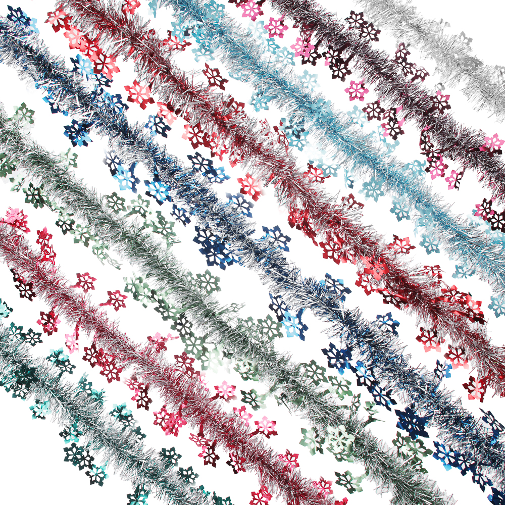СНОУ БУМ Мишура с резными снежинками, 200х11см, 8 цветов, арт 0701