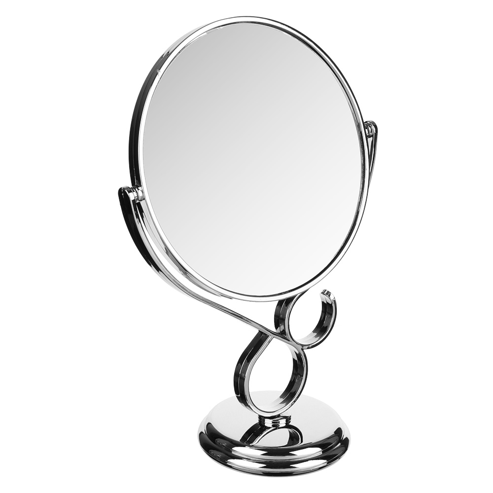 Зеркало настольное круглое, пластик, 17,5х29х10см, серебро, 1018