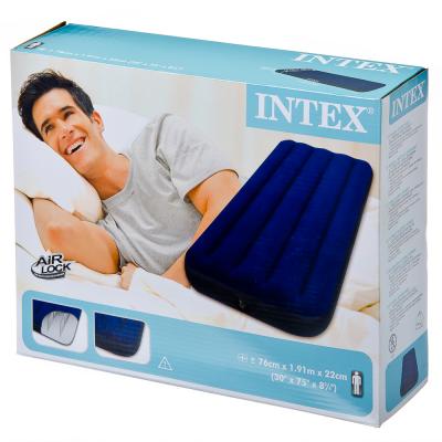 INTEX Кровать флок Classic Downy, 76x191x22см, синий, 68950