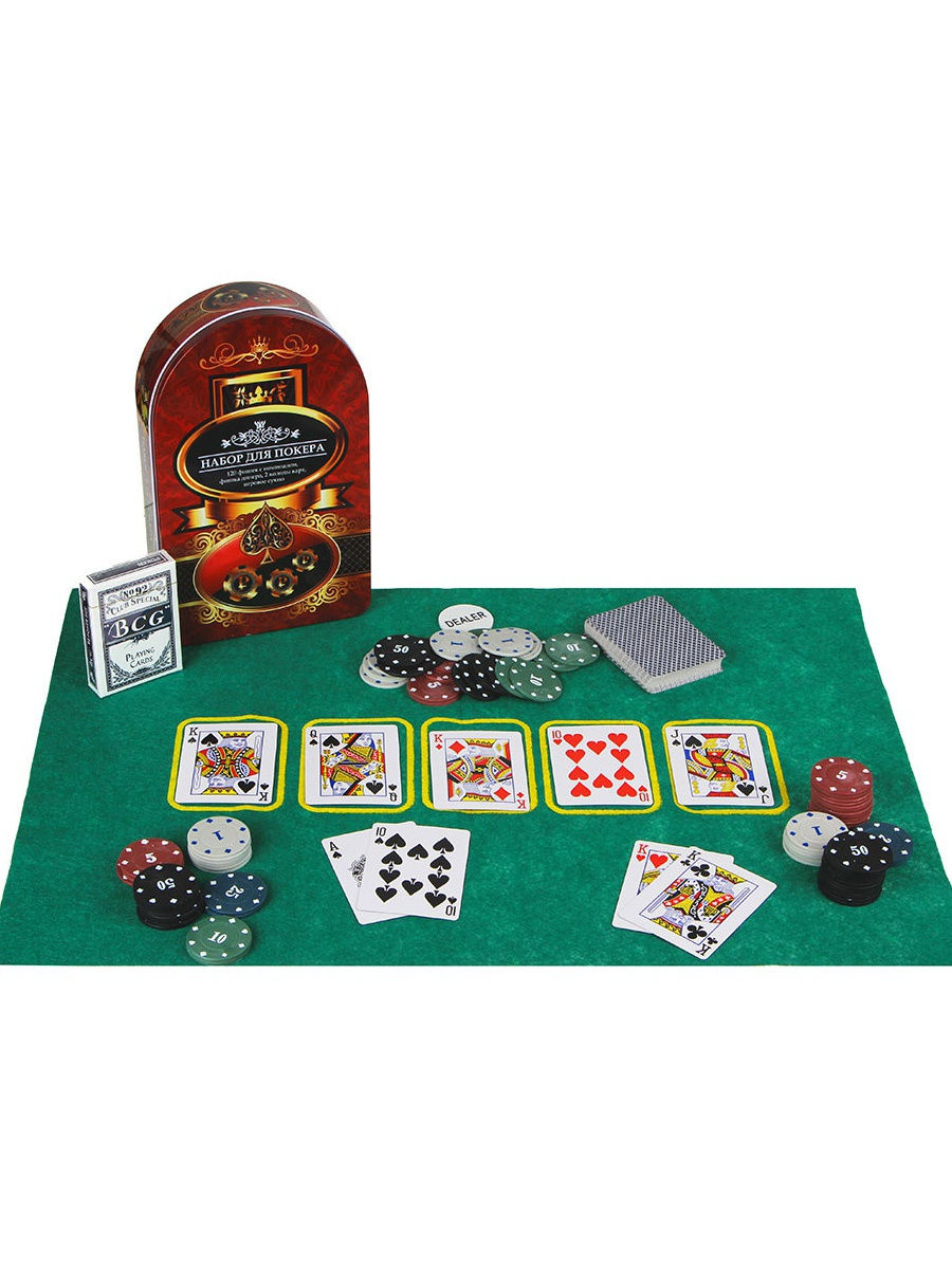 Набор для покера, в жестяном боксе 24х15см, пластик, металл