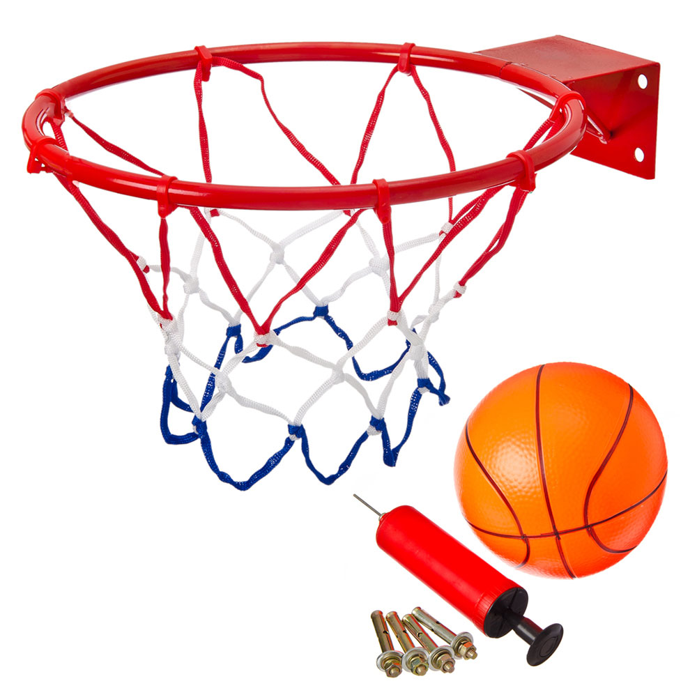 SILAPRO Набор баскетбольный (корзина d32см, насос, мяч d16см, болты для установки), металл, ПВХ