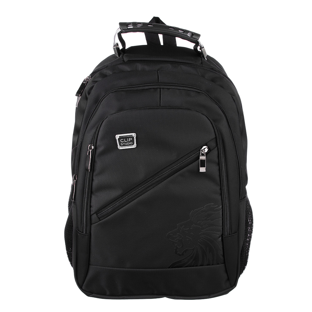 Рюкзак подростковый 42x30x20см, 2 отд., 4 кармана, усиленная ручка, плотный полиэстер, черный