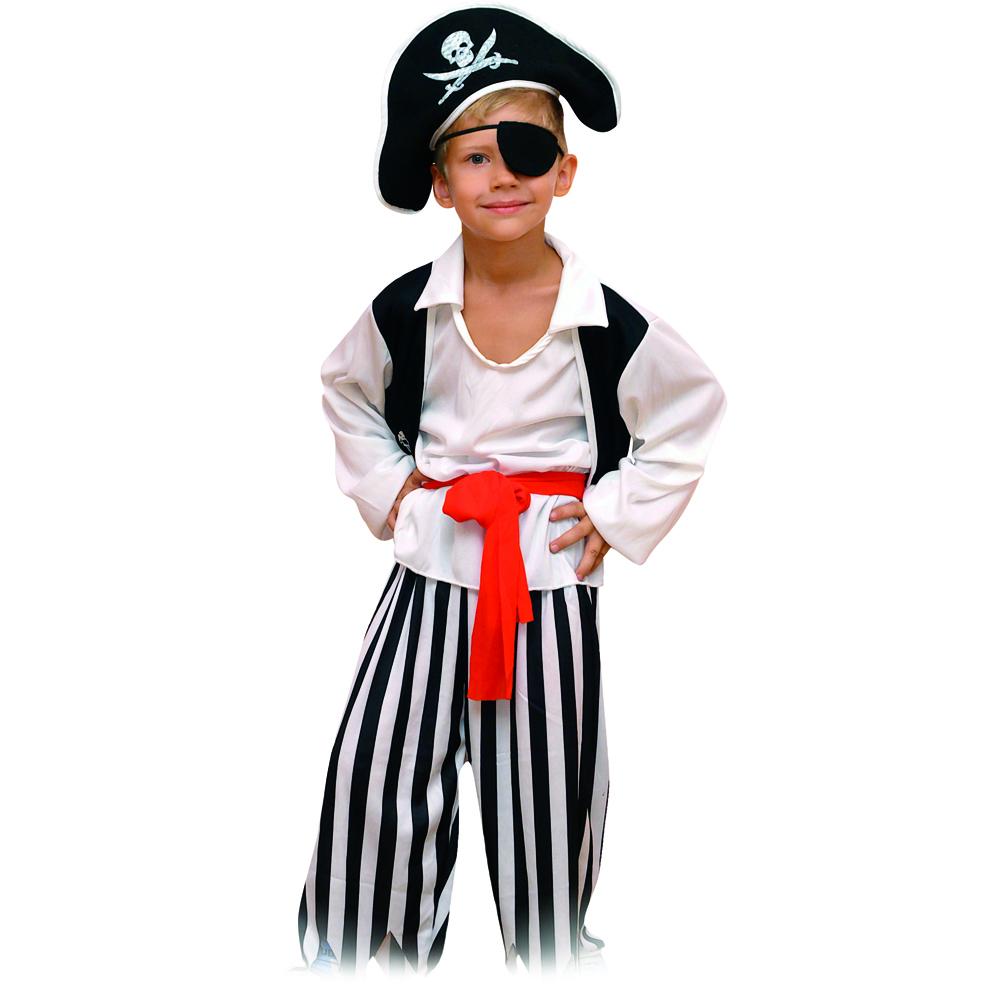 Костюм карнавальный рост 122см, полиэстер, Пират (шляпа, повязка, рубашка, пояс, штаны), арт.85127