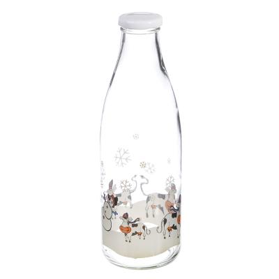 Бутылка для молока, 900мл, стекло, 6 дизайнов
